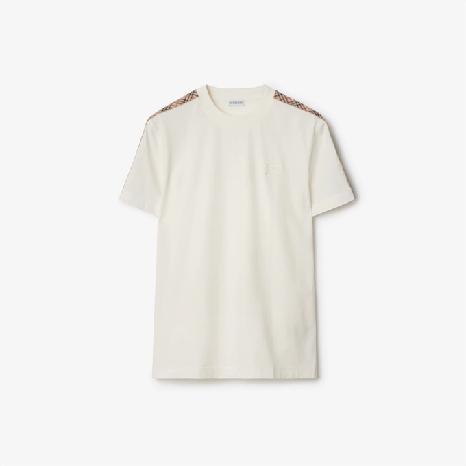 burberry check shoulder detail ekd embroidery cotton t-shirt